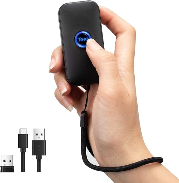 Tera 小型 レーザー バーコードスキャナー 技適マーク付き 1次元 有線&無線 USB 2.4G Bluetooth対応 日本語取扱説明書付き 充電式 手持ち式 ワイヤレス 図書館 店舗 オフィス 物流 倉庫などに適用 ハンディスキャナ 型番:5200C - 1