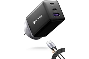 NOVOO 67W USB C Charger with 1 PD 100W Type-C Cable, GaN III 3-Port Compact Fast PPS Wall Charger, for MacBook Pro 14'', Dell XPS 13, iPad Pro, iPhone 15, Galaxy S24 Ultra, Note 20 etc