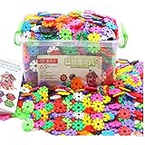 AKSSWEET知育玩具 子供おもちゃ 雪の花びら プラスチック製 積み木セット子供の教育知能　組み合わせ 知識を増すおもちゃ雑貨 お誕生日、進学お祝いプレゼント　収納ケース付き (380個セット)