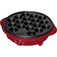[山善] たこ焼き器 18穴 フッ素コーティング 簡単お手入れ ワンタッチ操作 コードすっきり収納 レッド YOB-181(R)