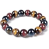 Enjoy Risingsun Tiger Eye Bracelet,Relax Anxiety Crystal Beaded Triple Protection Jewelry Bead Stone Chakra Gemstones Bracele