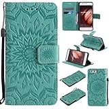 Huawei P10 ケース 高品質 PU手帳型 耐摩擦 全面保護ケース カード収納 スタンド機能 財布型 Huawei P10 用 ケース (P1 グリーン)