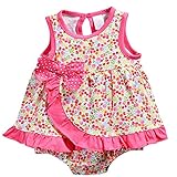 ベビー ワンピース風 ロンパース 半袖 3M 6M 9M 12M 18M 24M 50 60 70 80 90 女の子 HY3001 (24M(83-86cm))