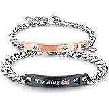 His Queen Her King His & Hers Matching Set Couple Bracelet in a Gift Box