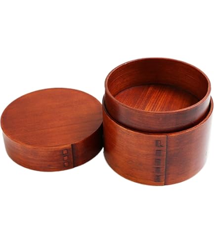 Amazon | 曲げわっぱ 丸二段弁当箱 漆塗り 漆器 杉 保湿 天然