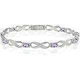 Ice Gems Sterling Silver Genuine or Created Gemstone Infinity Link Bracelet