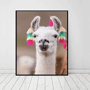Amazon Co Jp かわいいnusery動物アルパカアートプリントとポスターアルパカ写真キャンバス絵画写真南アメリカの動物の壁アートの装飾 50x70cmフレームなし ホーム キッチン