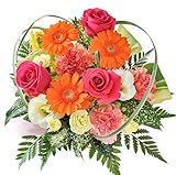 花由 ボリュームUPアレンジ・ラウンド－カラフルミックス マケプレプライム便 季節のおまかせ アレンジメントフラワー ＜冷蔵便でお届け＞