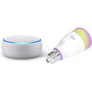 Echo Dot 第3世代 - スマートスピーカー with Alexa、サンドストーン + Yeelight (イーライト) スマートLEDライト (マルチカラー対応)