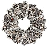 彩か SAIKA リース M 銀 シルバー インテリア用 玄関飾り ラインストーン ゴージャス CXO-178Msl Silver Pinecone w/Beads M Silver
