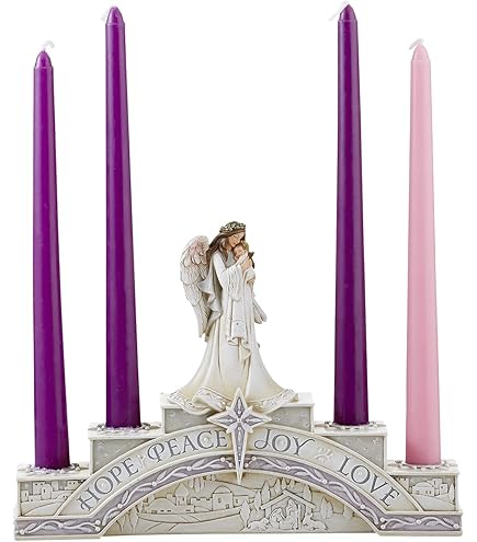 LampLust Flameless Advent Candles Set - 10 Inch Purple & Pink Battery Operated Taper Candles