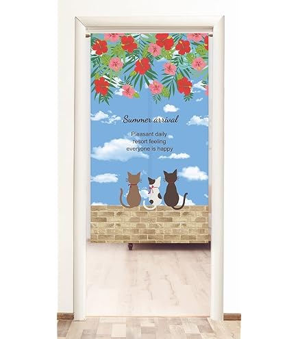Amazon | ねこ柄のれん 暖簾 「いたずらキャット」【IT】【DM】サイズ