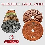Marble Sanding Pads Diamond Pads Discs Granite Concrete Glass Stone Polishing by STADEA, 4 Inch Grit