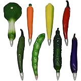 Maydahui おしゃれ 野菜 食べ物 ボールペン 油性 0.5mm 黑 8本セット かわいい 唐辛子 にんじん ト なす エンドウ豆 キュウリ 磁石付 3D 果物 ペン 可愛い 文房具 子供 学生 ギフト プレゼント