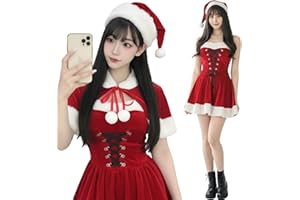 [mewin] 【日本企業】 サンタ コスプレ 4点セット ワンピース マント 帽子 サンタクロース コスチューム レディース