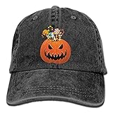 大人 デニム キャップハッピーハロウィン パンプキン かぼちゃ 大人気 ダンス キャップ UVカット 紫外線対策 日よけ 小顔効果 プリント付き 無地 ブラック