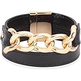 RIAH FASHION Bohemian Animal Print Statement Bracelet - Boho Wrist Cuff Wrap Genuine Leather, Faux Leatherette Leopard Print 