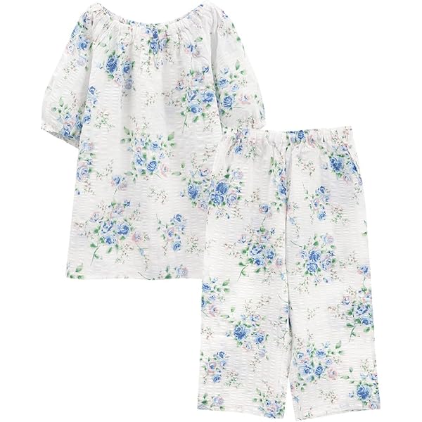 Amazon | [キッドブルー] 25CRサッカーストライプ ルームウェア 8分袖