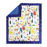 My Blankee Jumbo Zoo White Cotton Blanket Minky Dot Electric Blue 14'' X 17'' [並行輸入品]
