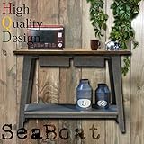 Sea Boat-シーボート 引出し付きコンソールテーブル*引き出し収納*下段収納*下棚板付き*作業台*グレー*デザイナーズ*古木製*リサイクルウッド*シャビー家具*アンティーク家具*アンティーク雑貨*北欧風*レトロ*クラシック*モダン*マ
