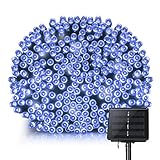 Yalufa イルミネーションライト 200LED ストリングライト 発光色 ブルー ソーラー充電式 光センサー内蔵 自動点灯 8発光モード 防水防雨 クリスマス 飾り