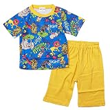 《定番》EIGHT CLUB(エイトクラブ)フライス半袖Tシャツ五分丈パンツジャングル柄パジャマ 80cm/ブルー NO.EI-162801