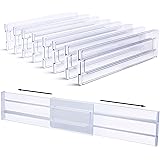 8 Pack Drawer Dividers Organizers, Adjustable 3.2" High Expandable from 11-20" Kitchen Drawer Organizer, Clear Plastic Drawer