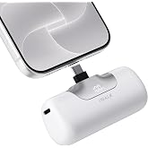 iWALK LinkPod 5 LED数字表示 USB-C直挿し 5500mAh 最大22.5W モバイルバッテリー ホワイト | LED数字表示・100g軽量・USB-C直挿しで残量を確認しながら充電／スマホ充電はケーブル不要、5500mAh／iP