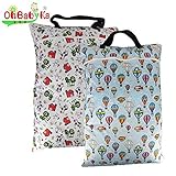2PCS Large Wet Dry Hanging Pail Bag for Baby Cloth Diaper or Laundry, Farm Helium balloon by OHBABYK