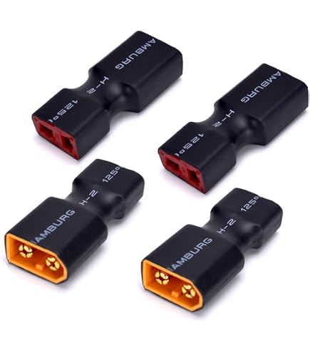 Rflaueo Deans To XT60 Adapter Cables - 4pcs T-Plug To XT60 Male Female RC Connectors With 14awg Wire