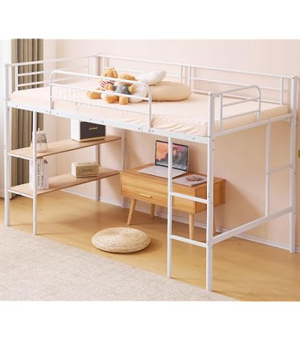 Amazon｜ロフトベッド パイプベッド シングル 耐荷重150kg 高さ140cm