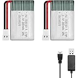 HAWK'S WORK 2個3.7Vリポバッテリー、300 mAh RC飛行機ヘリコプタードローン用充電式リチウムポリマーバッテリー すべてのモデルとおもちゃ (XH2.54 コネクター)