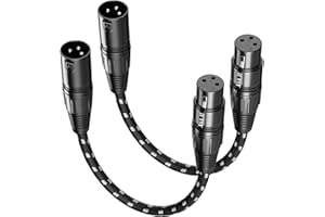 VANDESAIL Short XLR Cables 6 Inch 2 Pack(Cable Length 2 Inch), Nylon Braided XLR Male to Female Balanced Microphone Cable 3 Pin, mic Cord for Speakers, Audio or Mixer for Live Performance & Recording