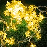 Fuloon　10M 80灯　スター　庭園ガーデンライト　ロープライト　自動点灯　イルミネーション「８色選べる」　クリスマス、パーティー、結婚式 (イエロー)