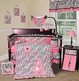 SISI Baby Girl Boutique - Pink Zebra 15 PCS Crib Bedding by Sisi