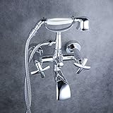 beelee bl6784 W浴室シャワー浴槽コンボClawfoot蛇口4.7 " -6.12 "センター2ハンドル壁取り付け光沢クロム