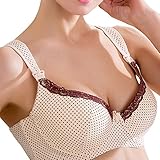 [UTOVME] 上開き 授乳ブラ ソフトワイヤー入り 綿製 授乳服 マタニティブラ ハーフトップ/ストラップ調節可/ホック付き/出産準備/妊娠/授乳便利/産前産後/可愛い/軽量/敏感肌にも/水玉/大