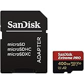 Sandisk Extreme Pro MicroSDXC, SQXCZ 400GB, V30, U3, C10, A2, UHS-I, 170MB/s R, 90MB/s , 4x6 SD Adaptor, Lifetime Limited, Re