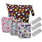 Asenappy 3PCS Reusable Cloth Pocket Diapers with one wet bag [並行輸入品]