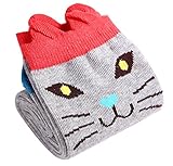 Nice Days（ナイス　ディズ）　女の子ニーハイソックス　可愛い猫ちゃん 　3Dアニマル靴下 ソックス　 (グレー)