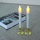 Flameless Candles、ちらつきalotm 1ペアウォームホワイトFlameless LED電気キャンドルライトwithリモートタイマー、取り外し可能なキャンドルホルダーホームクリスマスパ