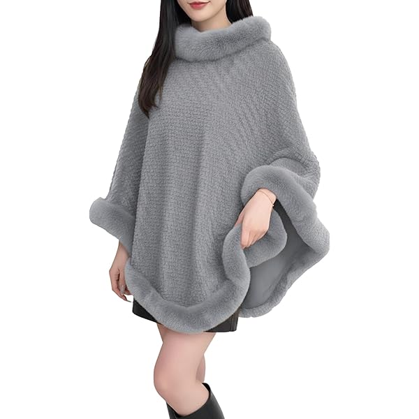 Amazon | SAGA サガ ミンク ファー ケープ ブラック ポンチョ ストール