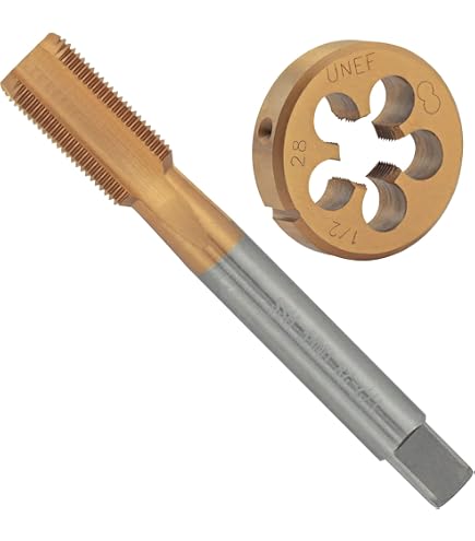 Uxcell 1/2-20 UNF Tap And Die Set With Handle – High Speed Steel Threading Tools For Metal & Plastic, 38mm Round Die