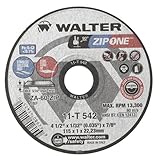 Walter ZIP One High Performance Cutoff Wheel, Round Hole, Aluminum Oxide, 5 Diameter, 1/32 Thick, 7/