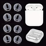 VSuRing airpods 用 イヤーピース Fit in the case シリコン製 付けたまま充電可能 イヤホンカバー AirPods1・2対応 シリコンカバー 4セット8個 (透明)