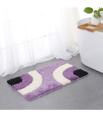 エルメス　玄関マット　ラグ　バスマット　パープル　タオル　コットン100 Amazon｜玄関マット バスマット パープル/紫 モノトーン 楕円形 北欧風