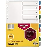 Marbig 35020 Dividers PP A4 Coloured 10 Tab White