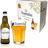 【父の日　ギフト】【Amazon.co.jp限定】ヒューガルデンホワイト Hoegaarden 瓶 [ 330ml × 4本 ] [オリジナルグラス付きセット] [ギフトBox入り]