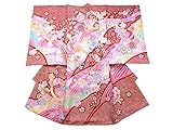 着物美人 お宮参り 女の子 着物 お祝着 新生児 初着 のしめ 宮参り着物 赤ちゃん着物 掛け着 総手絞り 正絹 【 赤 飾り鈴と桜 】a500800