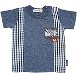 【本体綿100％】2017年 夏物 ZOOMIC ズーミック MONO 天竺 脇格子切替 アップリケ 半袖Ｔシャツ チャコールグレー◇90cm